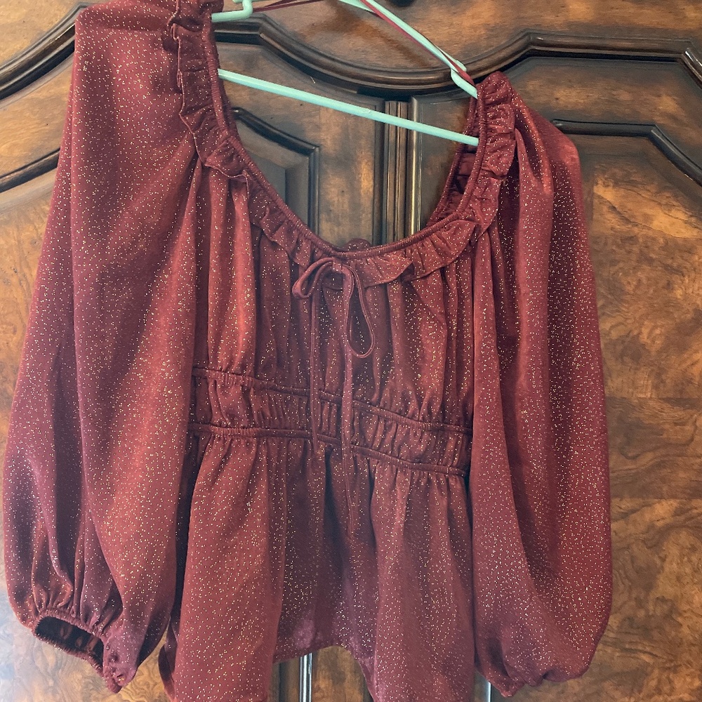 Blue Pepper cinch waist blouse